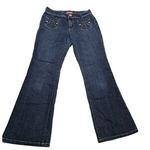 Glo Kid Girls 12 Dark Indigo Glitter Flare Denim Jeans Vintage Y2k Grunge Fairy